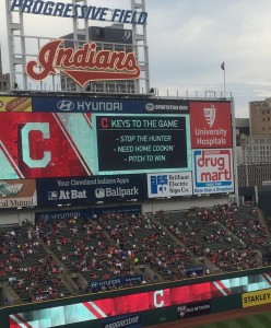 Scoreboard old the story.  Today's Indians' strategy. Stop yesterday's hero -Torii Hunter.
