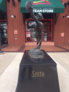 The Ozzie Smith statue outside the Cardinals Team Store.