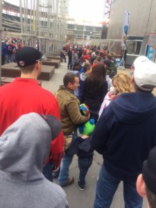 Long lines of fans - anxious for the return of baseball - waited for the Target Field gates to open.